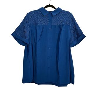 BloomChic Royal Blue Lace Accent Blouse 18-20 NEW